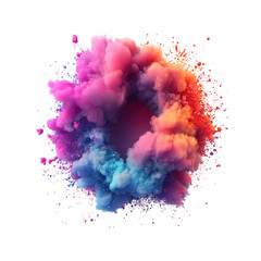 Abstract Colorful Explosion with Central Void Vibrant Paint Cloud Burst
