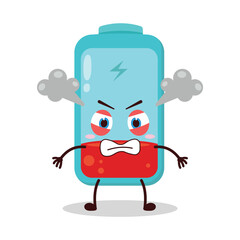 cute furious expression of empty battery cartoon character