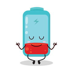 cute yoga expression of empty battery cartoon character