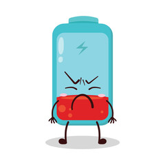 cute annoyed expression of empty battery cartoon character