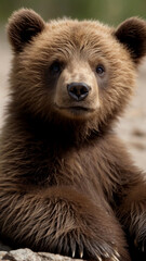 Fototapeta premium generative AI brown bear cub