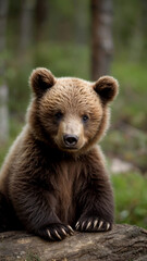 Fototapeta premium generative AI brown bear cub
