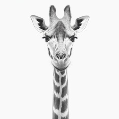 Fototapeta premium Detailed Black and White Portrait of a Giraffe with Textures