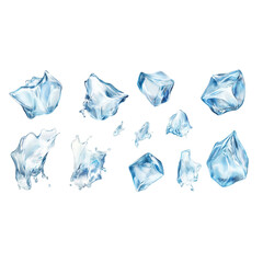 Fototapeta premium set of Ice cube, PNG file, cut out