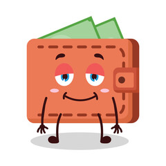 cute lazy expression of wallet cartoon character
