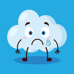 cute nervous expression of cloud cartoon character