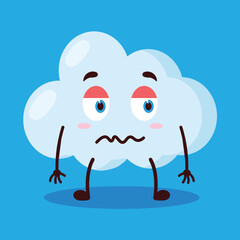 cute grumpy expression of cloud cartoon character