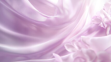 Fototapeta premium Elegant lavender silk and soft petals creating a dreamy atmosphere