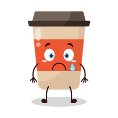 cute nervous expression of coffee cup cartoon character