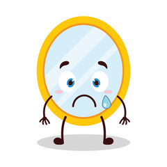 cute nervous expression of mirror cartoon character