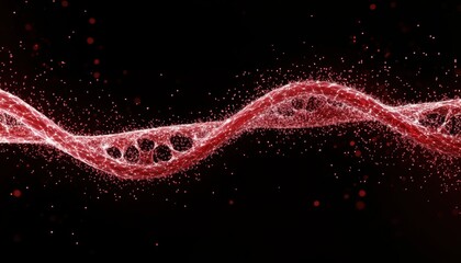 Futuristic dna helix: digital red structure on black background