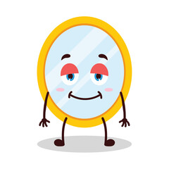 cute lazy expression of mirror cartoon character