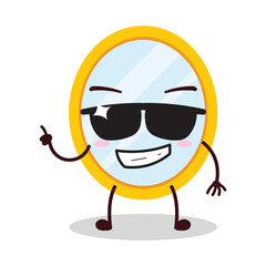 cute cool expression of mirror cartoon character wear sunglasses 