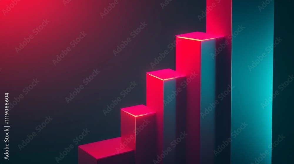 Fototapete Abstract Graph Structure with Colorful Gradient Background Design