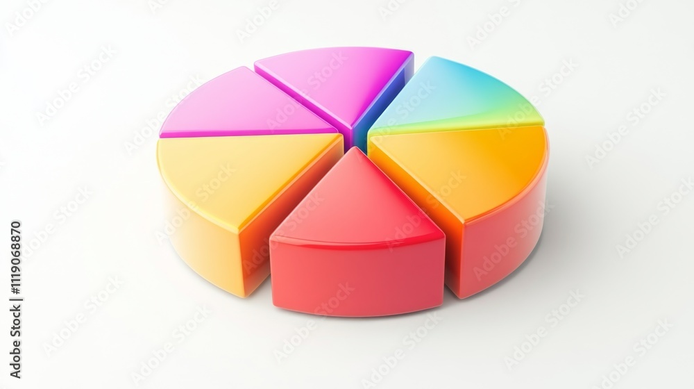 Poster colorful pie chart model for data analysis and visualization projects