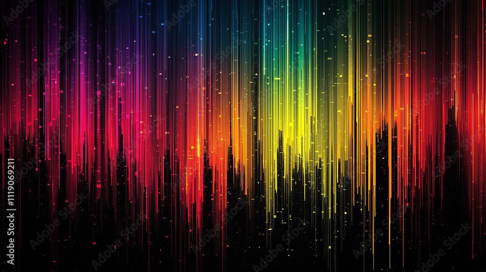 Poster colorful waves of light create a vibrant abstract pattern in digital artwork