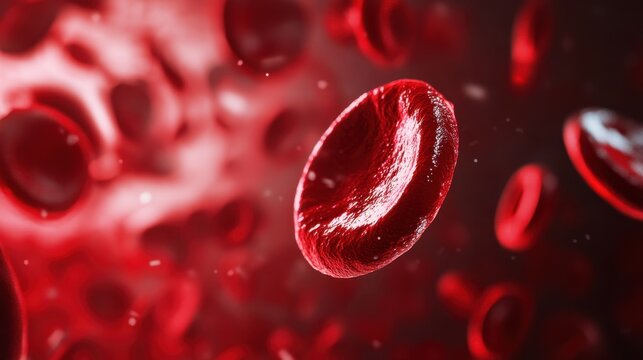 National Volunteer Blood Donor Month Detailed view of red blood cells in circulation
