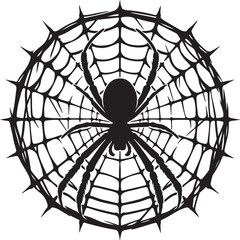 Obraz premium spider in net silhouette design vector art illustration
