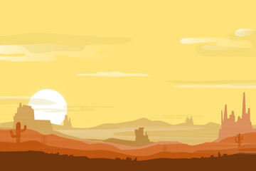 Obraz premium desert vector illustration in a bright, calm and quiet atmosphere