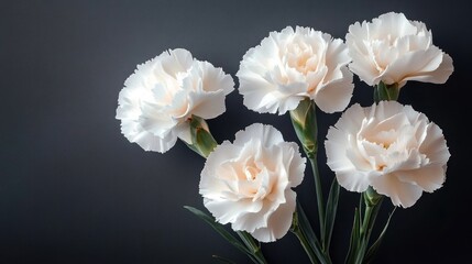Sympathy Card with Elegant White Carnations on Muted Gray Background for Grieving Friends and Family