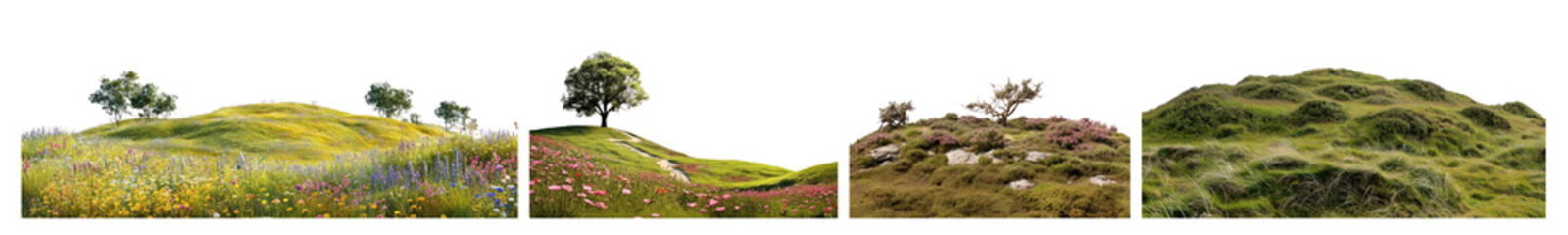 Obraz premium PNG Hill border nature set on transparent background