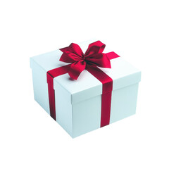 Elegant White Gift Box with Crimson Ribbon Bow