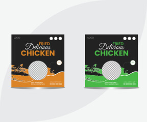 Special chicken social media post design. Restaurant food menu web banner set for online business promotion. fried chicken poster design.