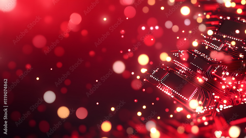 Poster A vibrant background featuring red tones and glowing bokeh lights, creating a festive and energetic atmosphere