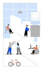 Young people working in coworking space