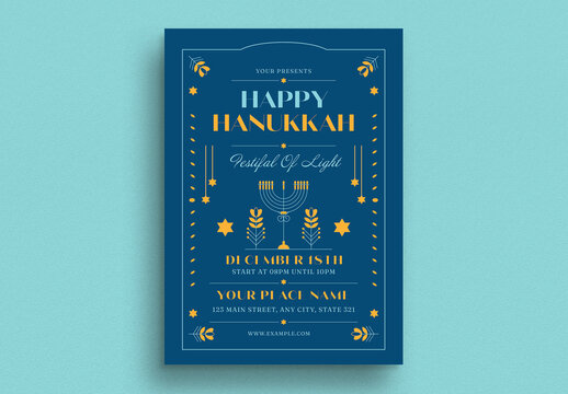 Elegant Happy Hanukkah Celebration Event Flyer