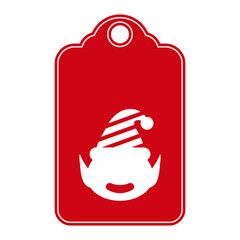 Christmas tag design with cute elf. Holiday template for Xmas handmade gifts. Vector illustration