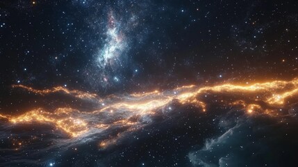 Obraz premium Stunning cosmic galaxy and nebula with star-filled sky and glowing energy