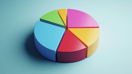 Obraz premium Colorful Pie Chart on Blue Background with Six Distinct Sections