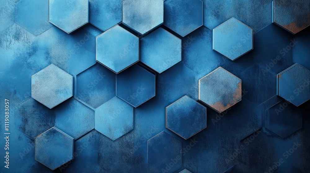 Aufkleber minimalistic abstract blue hexagon pattern design background