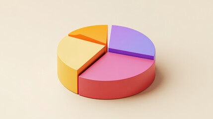 Obraz premium Colorful Pie Chart Model on a Soft Beige Background for Analysis