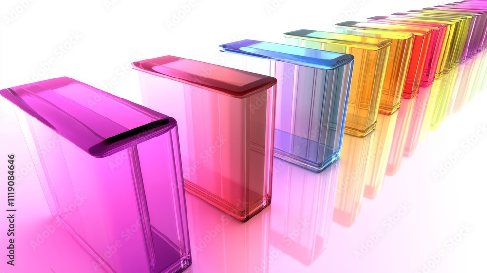 Aufkleber colorful transparent boxes in a gradient arrangement on surface