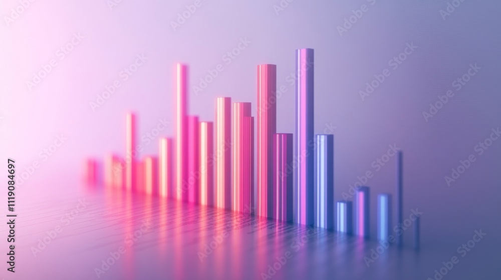 Poster Colorful 3D Bar Graph Representation on Gradient Background