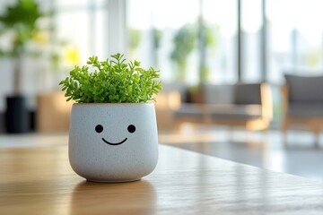 Tranquil Indoor Scene with Cheerful Plant Pot and Scandinavian Design Fostering Employee Wellbeing and Trust
