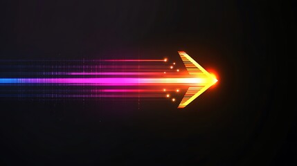 Glowing arrow speeding across dark background.