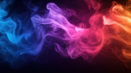 Obraz premium Colorful Smoke Swirling Abstract Design Elements on Dark Background