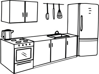 Interior Design And Home Decoration Related Line Icons vectors