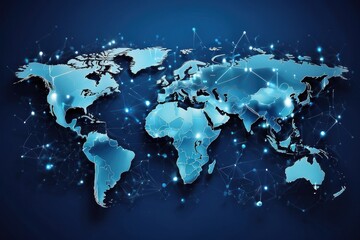 Fototapeta premium Communication technology for internet business. Global world network and telecommunication on earth and IoT. 