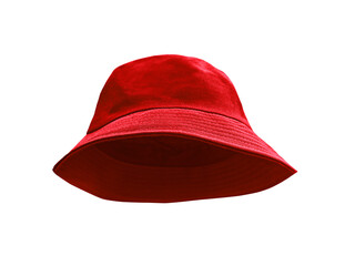 Red bucket hat PNG transparent.