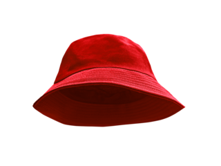 Red bucket hat PNG transparent.