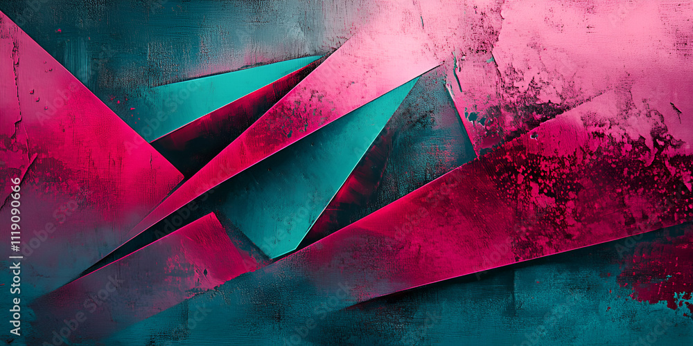 Poster abstract geometric texture: a vibrant and dynamic abstract composition with bold, contrasting hues o