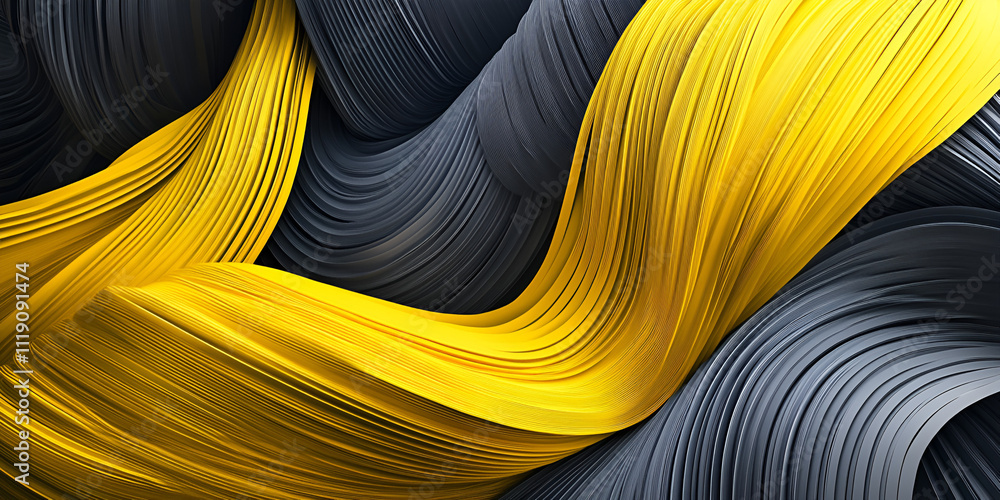 Poster dynamic abstract: yellow and gray swirls