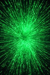 a close up of a green light shining through a dark background