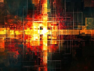 Fototapeta premium Convergence of Light: Abstract Geometric Symphony