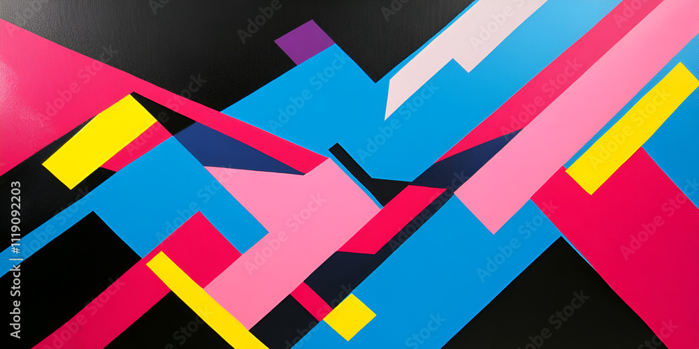 Poster abstract geometric artwork: a vibrant explosion of color and geometric shapes creates a dynamic visu
