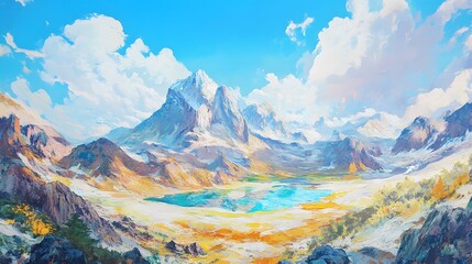 Obraz premium Calm lines pure color mountains and rivers